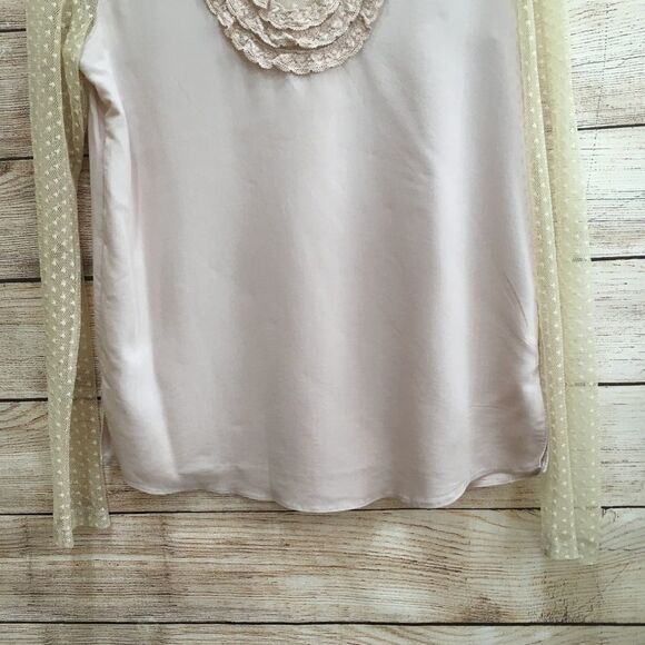 ANTHROPOLOGIE COMME TOI LACE TRIMMED TOP IN MAUVE‎ AND CREAM - Picture 3 of 8